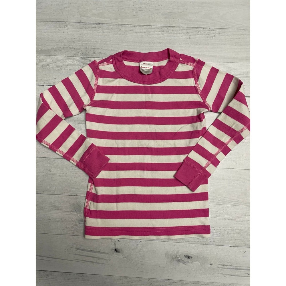 Hanna Andersson pink striped long John pajama top 100/4